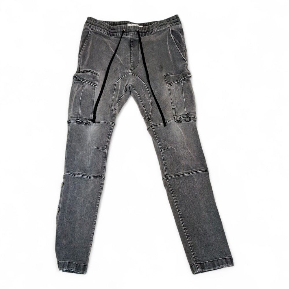 Grey Cargo Jogger Pants with Drawstring Waist